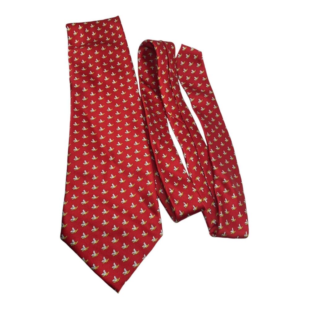 Museum Artifacts mens silk neck tie red bumble bees